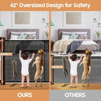 Retractable Baby Gates - 200" Extra Wide Retractable Dog Gate, 42" Extra Tall Mesh Gate Pet Gate with Support Rods, Long Child Safety Gate for Stairs Doorways Indoor Outdoor Large Openings - Black