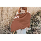 Konssy Muslin Nursing Cover for Breastfeeding, 360° Full Privacy Breathable 100% Cotton Breastfeeding Cover, Multi-use Carseat Canopy(Chestnut)