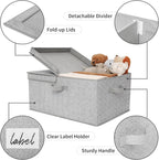 GRANNY SAYS Large Storage Bins with Lids, Decorative Storage Box for Shelves, Fabric Storage Bins Foldable, Storage Basket for Clothes, Keepsake Box, Jumbo, Gray, 2-Pack