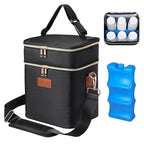 PIIOSER Breastmilk Cooler Bag with Ice Pack Fits 6 Baby Bottles Up to 9 Ounce, Insulated Baby Bottle Tote Bags, Double Layer Waterproof Leak-Proof with Shoulder Strap for Nursing &Working Mom