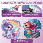 45pcs Unicorn & Mermaid Double-Sided Floor Puzzles, Ages 3-8, 27.6x32 In, Waterproof, EVA Material, Jumbo Jigsaw Puzzle, 1 Set of 45 Pieces