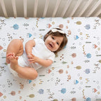 Crib Sheets Neutral - Fitted Baby Crib Sheets Bed for Girl Boy - 2 Pack Standard & Toddler Mattress (Farm Animals) - Buttery Soft Organic Cotton Blend