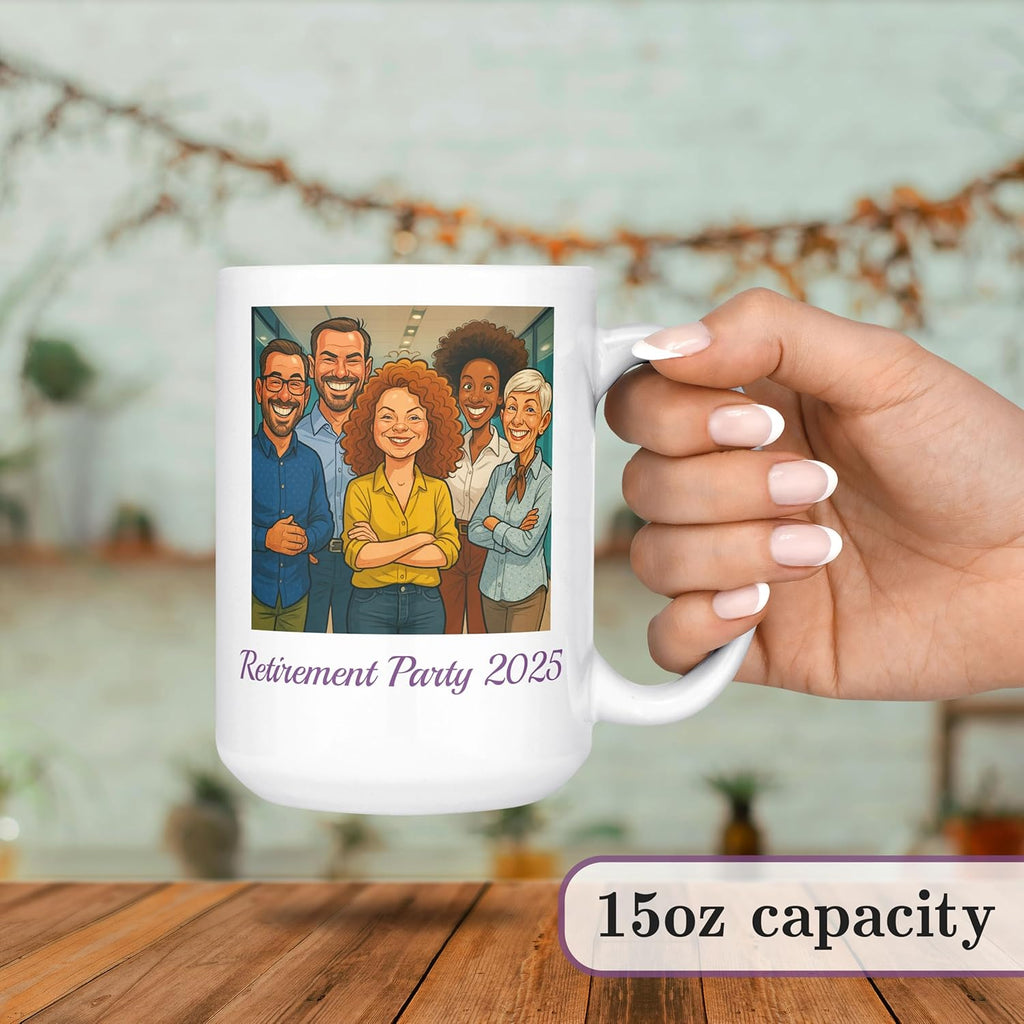 Personalized Coffee Mug, Custom Photo Caricature Gift, Funny Customized Coffee Gift for Men & Women, Custom Mugs with Pictures, White 15oz Customized Fathers Day Mug
