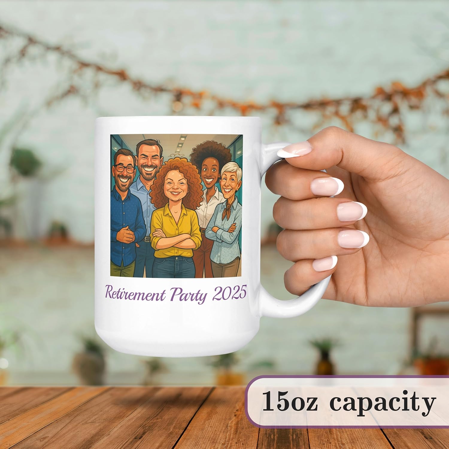 Personalized Coffee Mug, Custom Photo Caricature Gift, Funny Customized Coffee Gift for Men & Women, Custom Mugs with Pictures, White 15oz Customized Fathers Day Mug