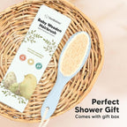 Wooden Baby Hair Brush - Cradle Cap Baby Brush with Soft Goat Bristles, Perfect Gentle Scalp Newborn Comb for Infant, Girls, Boys, Bath Essentials(Frost, Oval)