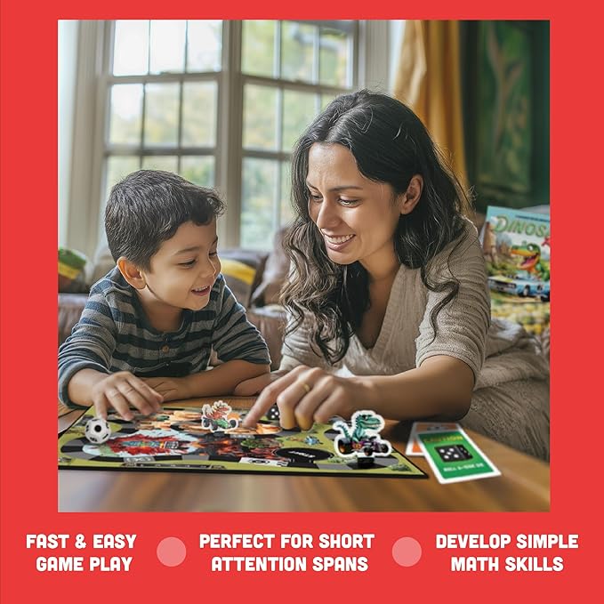 Raincorn Games - Dinosaur Rally Card & Dice Kids Board Game for Ages 4 - Family Games, Classroom Activities for Kids Learning