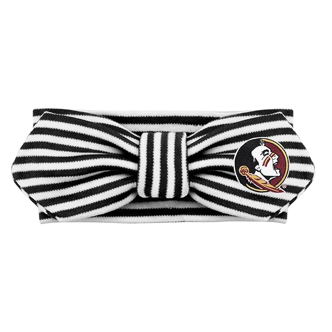 Creative Knitwear Florida State Seminoles Infant Girls Black/White Striped Hair Knot Headband Embroidered Logo - Size Newborn - 4T