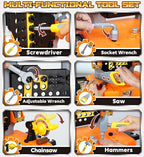 Lehoo Castle Kids Tool Bench with Electric Drill and Construction Vehicles, 2-in-1 Workbench and Toolbox for Toddlers, STEM Learning Toys for Age 3-5, Birthday Gift for Boys & Girls
