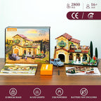 Farm Vineyard-Estate Lighting Building-Bricks-Set - 2800 Pcs Winery Chateau House Collection LED Light Wine Cottage Model Display Set for Adults and Farm Series Building Collectors