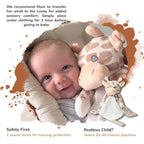 Love By Emi Baby Music Lovey Beige & White Giraffe, Baby Sleep Soother for Crib & Cuddle Bedtime, White Noise with Heartbeat & Lullaby, Plush Sound Toy, Stuffed Animal for Newborns, Infants & Toddlers