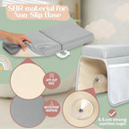 Bornealand® 2" Extra Thick Baby Bath Kneeler and Elbow Rest Pad Set + Hooded Towel - Embroidered Kneeling Pad for Bathing Baby - Dual-Layer Memory Foam Bathtub Kneeler and Elbow Rest Set