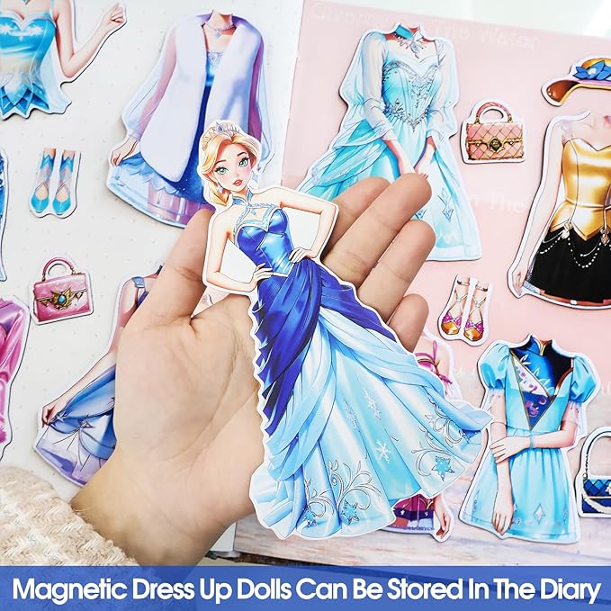 Magnetic Dress Up Dolls, Magnetic Princess Dress Up Paper Dolls, Magnetic Dress Up Dolls for Girls Ages 4-10 Learning Created Imagine Set Birthday Gift (Lea)