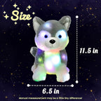 Hopearl LED Plush Husky Lighting Up Stuffed Animal Dog Floppy Puppy Night Lights Glow in The Dark Birthday Festival for Kids Toddlers Boys Girls, Gray, 12''