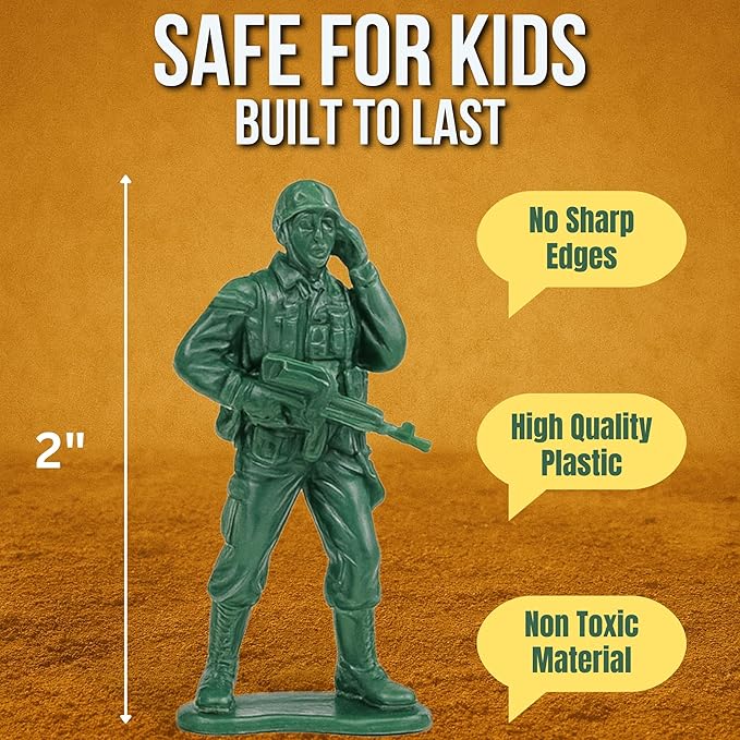 Liberty Imports Army Men Toy Soldiers Playset Bucket – WWII Action Figures with Military Vehicles, Accessories & Flags – Kids Imaginative Battle Toy Set (200 PCS - Soldiers Only)