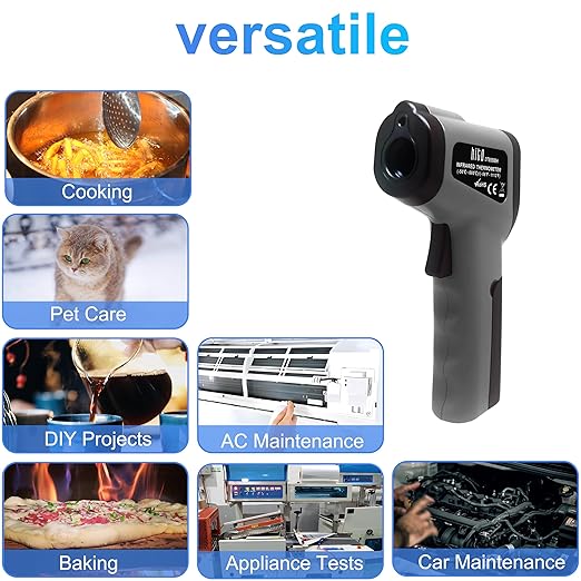 hito Infrared Thermometer Gun Laser Temperature Gun -58°F to 1112°F, Temp Gun for Pizza Oven, Cooking, Refrigerator, Pool, Reptiles, Air Conditioner, for Surface Temperature of Meat, Food, Liquid