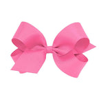 Wee Ones Girls' Plain Wrap Classic Grosgrain Hair Bows on a WeeStay No-Slip Hair Clip, Handmade, Large, Hot Pink