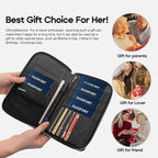 RFID Blocking Family Passport Holder Wallet 6,Premium Leather Travel Document Organizer for Women and Men,Travel Wallet for Credit Card