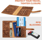 Slim RFID Blocking Leather Passport Holder Travel Bifold Wallet For Men And Women