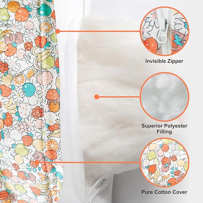 Nursing Pillow, Ergonomic Support Breastfeeding Pillow for Easier Breast Feeding and Bottle Feeding, Baby Feeding Pillow with Machine Washable Cotton Cover (Fruit)