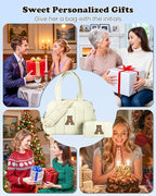 Trendy Gifts-Duffle Bag for Travel Women, Travel Bags，Initial Overnight Bag with Wet Pocket，Lightweight Weekender Bags Personalized Gym Tote with Makeup Pouch