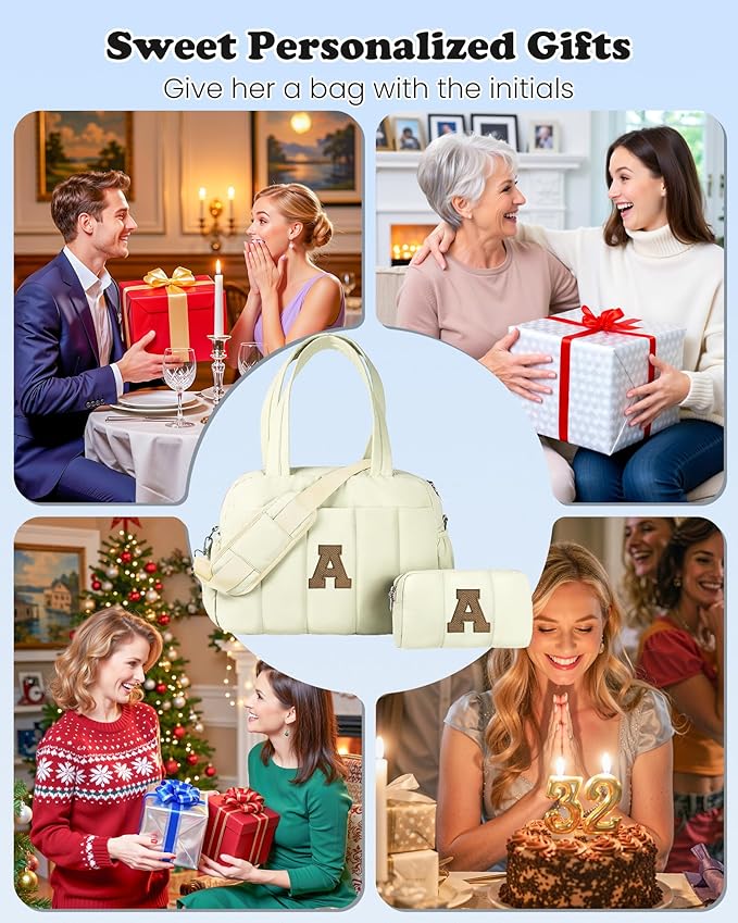 Duffle Bag for Travel Women, Travel Bags，Bridesmaid Gifts-Initial Overnight Bag with Wet Pocket，Lightweight Weekender Bags Personalized Gym Tote with Makeup Pouch