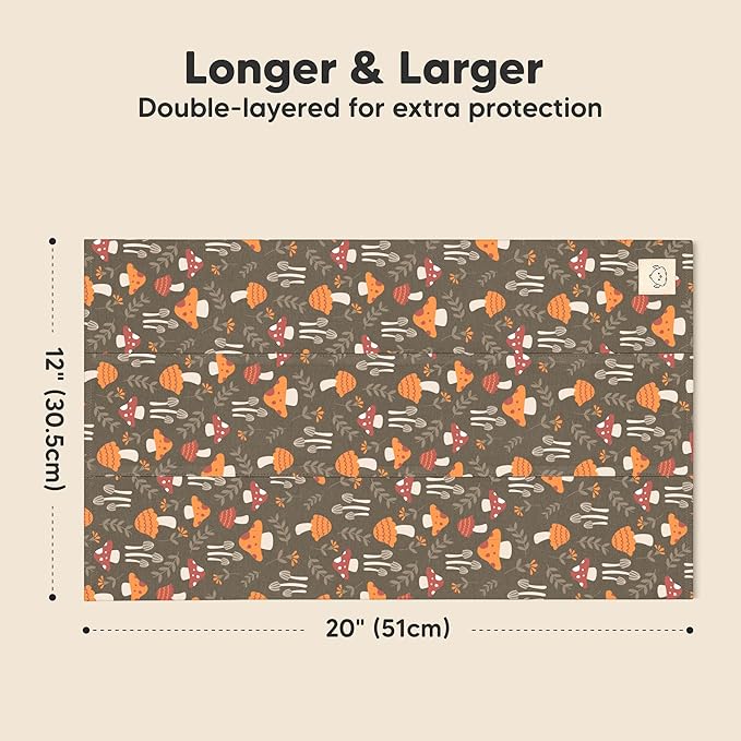 Organic Burp Cloths Baby Boy, Girl - 6-Pack Large Cotton Burping Cloths for Babies, Spit Up Rags, Super Absorbent, Ultra Soft Newborn Rag, Gender Neutral, Machine Washable, Durable (Fall Spores)