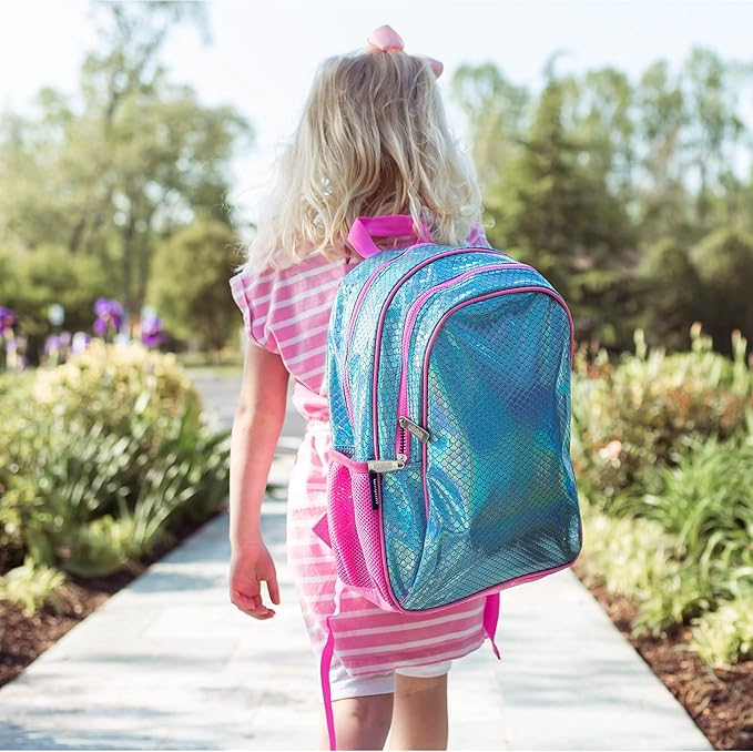 Wildkin 15-inch Kids Backpack – Durable, Padded, Adjustable for School & Travel - Mermaid Scales