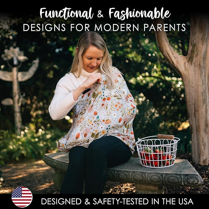 Milk Snob Original 5-in-1 Cover - Nursing Cover for Breastfeeding - Baby Carseat Canopy & Stroller - Essential All-in-One Design - Gift for Mom, Baby (Strawberry Fields)