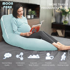 MOON PARK Pregnancy Pillows for Sleeping - U Shaped Full Body Maternity Pillow with Removable Cover - Support for Back, Legs, Belly, HIPS - 65 Inch - Ice Blue - Cooling Cover