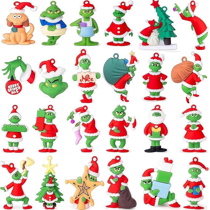24 Christmas Decorations,Adult Toys of Christma Green Monsters, Small Gifts for Christma Parties, Christmas Stocking Stuffing Party Discounts (Christmas Style)
