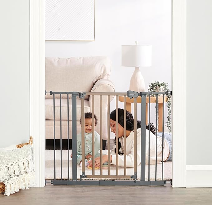 Regalo Insight™ Baby Safety Gate, Includes Clear Door, Extension Kit, Pressure Mount Kit, Wall Cups and Mounting Kit