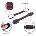 Child Safety Cabinet Locks (6 Pack) – Adjustable Baby Proofing Strap Latches with Strong 3M Adhesive – No Drill Childproof Locks for Drawers, Cabinets, Fridge, Door, Closet, Brown