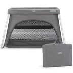 HARPPA Travel Crib with Comfy Mattress, Lightweight Portable Crib Requires No Assembly, Foldable Pack and Play for Baby and Toddlers, Compact Play Yard with Bed,Gray