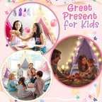 6 Pack Sleepovers Teepee Tent for Kids Bulk with Mattress Sheet Light,Natural Cotton Washable Indoor Play Tent for Birthday Slumber Party Girls Boys Pajama Movie Night Supplies(Pink, Purple, White)