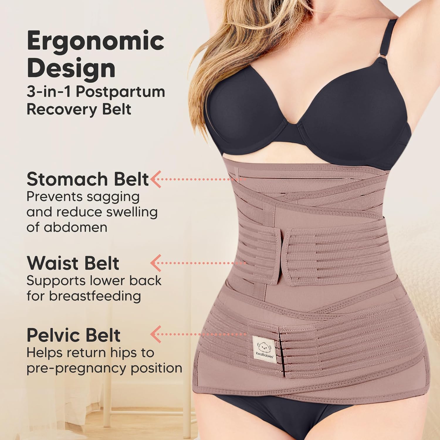3 in 1 Postpartum Belly Support Recovery Wrap – Postpartum Belly Band, After Birth Brace, Slimming Girdles, Body Shaper Waist Shapewear, Post Surgery Pregnancy Belly Support Band (Dusty Plum, XL)