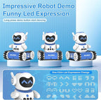ALLCELE LED RC Robot Toys for Boys and Girls with Walkie Talkie, Programming, Music, Demo and LED Function, Remote Control Robot Toy, Gift for Kids 3-8 Years Old Blue White