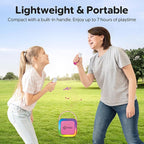 Contixo KS1A Kids Mini Karaoke Machine with LED Lights, 7–10H Playback, Dual Wireless Mics, Magic Voice Effects, Bluetooth Speaker for Children, Portable Singing Toy Gift for Boys & Girls, Pink