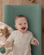 Blissful Diary Muslin Baby Changing Pad with Waterproof Lining Foam, Diaper Changing Table Pad with Cover for Dressers (Roman Green, Rectangular)