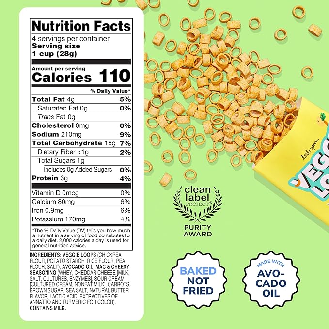 Little Spoon Veggie Loops Duo – Mac N Cheese & Pizzalicious Flavors – Baked, Hidden Veggies, Toddler Snacks (2-Pack)