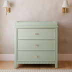 Graco Sasha 3-Drawer Chest with Changing Table Topper (Sage) – GREENGUARD Gold Certified, Nursery Bedroom Wood Chest with Spacious Storage, Interlocking Drawer System, Pre-Installed Tracks