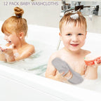 12 Pack Baby Washcloths 100% Cotton - Small Terry Wash Cloths 8" x 8" Soft Face Washcloth for Hand Body Sensitive Skin Thin Absorbent Wipes for Newborns Infant