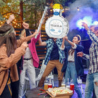 WERNNSAI Tequila Bottle Pinata - Disco Party Decorations for Adults Silver Patron Tequila Pinata with Blindfold for Bachelor Birthday Party Supplies 11.7” x 16.5”