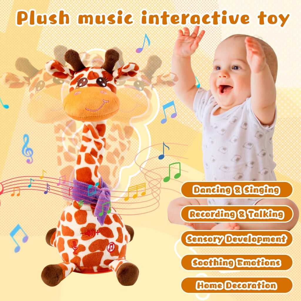 Dancing Giraffe Musical Toys Recording and Repeating Plush Baby Toys 6 to 12 Months Toys, Singing Talking Giraffe Baby Developmental Toy,Valentines Day Decor/Gift for Friend