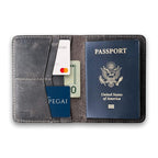 PEGAI Personalized Leather, Passport Holder For Travel | Handmade Passport Wallet Cover Case | Travel Document Holder, Passport Cover for Men, Women, and Family | Pike (Rock Grey)
