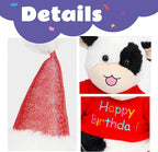 Cuteoy Happy Birthday Cow Musical Stuffed Animal Shaking Singing Dancing Plush Toy Electric Interactive Animated Plushies Gifts for Kids Girls Boys