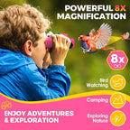 Binoculars for Kids, Toys for 3-12 Year Old Girls and Boys, Bird Watching Hiking 4 5 6 7 8 9 Year Old Girl Boy Christmas Birthday Gifts, Outdoor Toys for Kid Set with Magnifying Glass & Compass