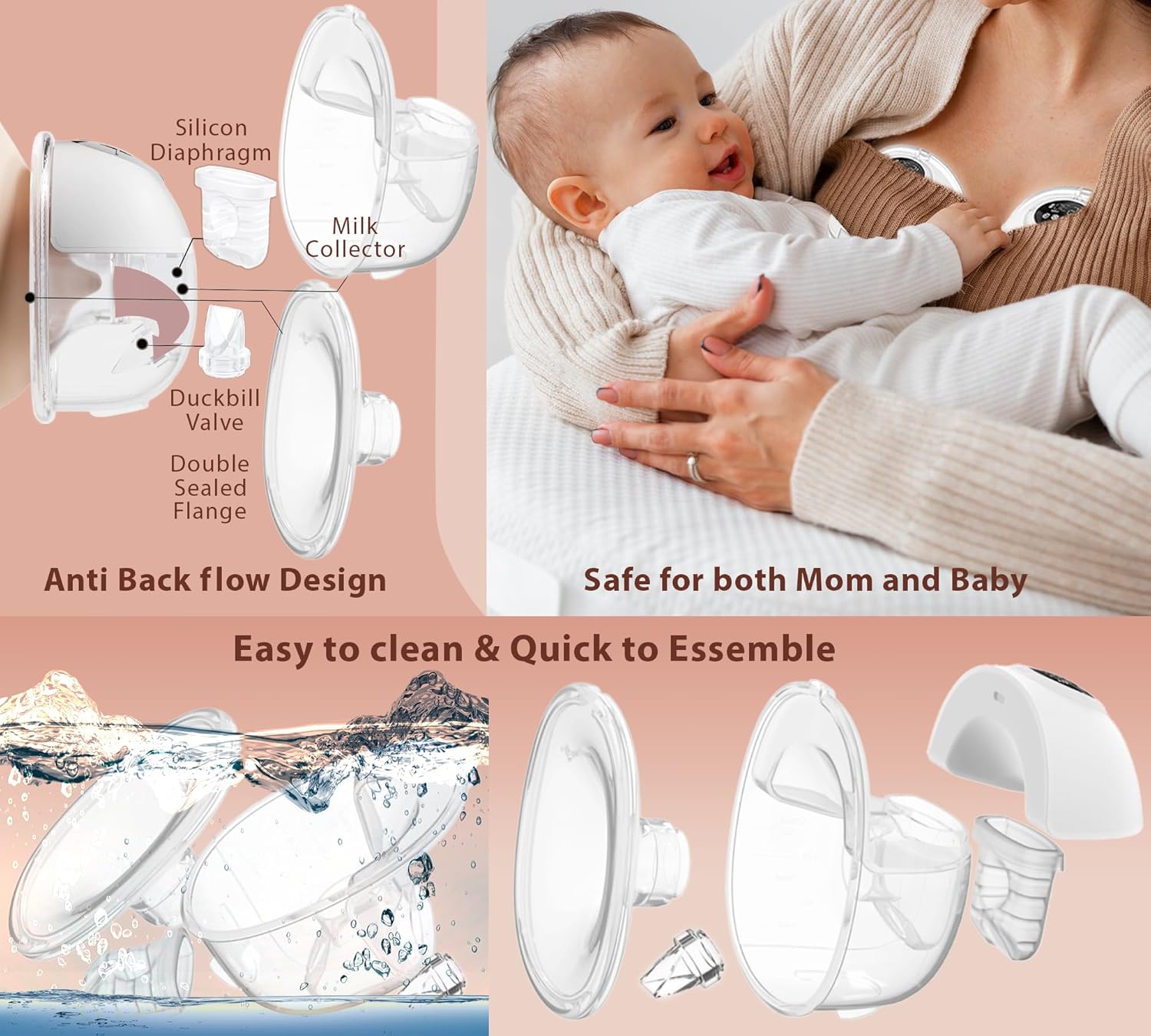 Upgraded S39 Wearable Breast Pump – Hands Free Electric Breastfeeding Pump with 4 Modes, 12 Levels,Quiet 300mmHg Suction,Extended Battery, Memory Function, Leak-Proof Double Seal, 17,21, 24mm Flanges