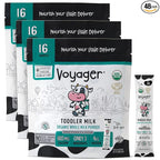 Voyager Toddler Milk On The Go, USDA Organic Shelf Stable Whole Milk Powder, Great for Travel, No Refrigeration, Gluten Free with No GMO's and No Antibiotics for Kids, 48 Sachets of 15g - 3 Pack