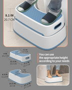 MR.SIGA Toilet Stool Squat Adult, Bathroom Stool Heavy Duty, Anti Slip Toilet Step for Bathroom, Toddler Step Stool for Kids, White & Grayish Blue