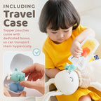 Whale SoftSip Food Pouch Topper | 2EA + Travel Case | Prevent Spills & Leakage | Protect Child Baby Toddler Mouth | Food Grade Silicone Reusable | Baby Led Weaning | BPA Free| Mint+Blue